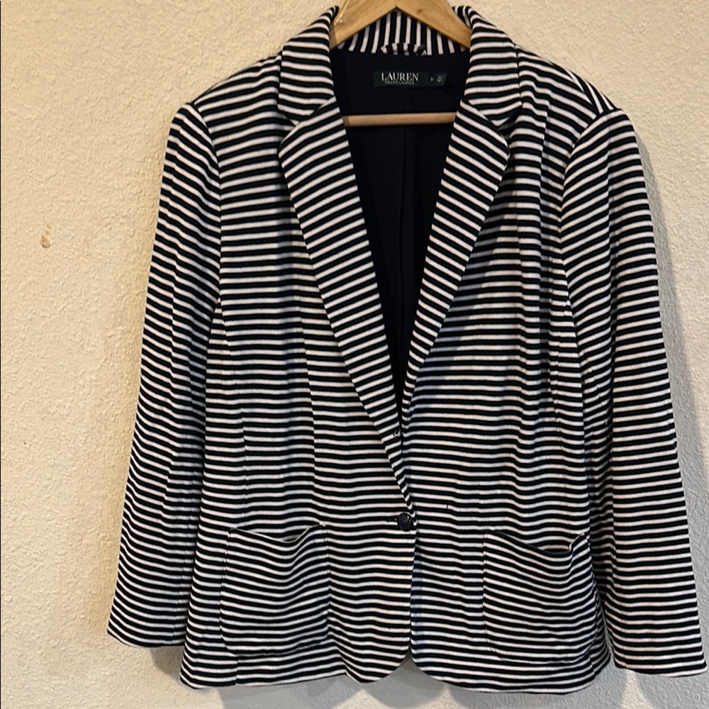 Black and White Striped Women's Blazer